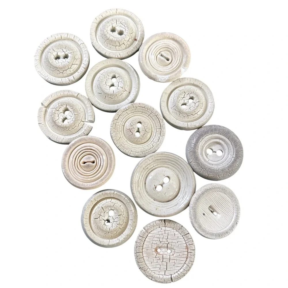 13pc Vintage Cream Composite‎ Buttons Assorted 1-1.25